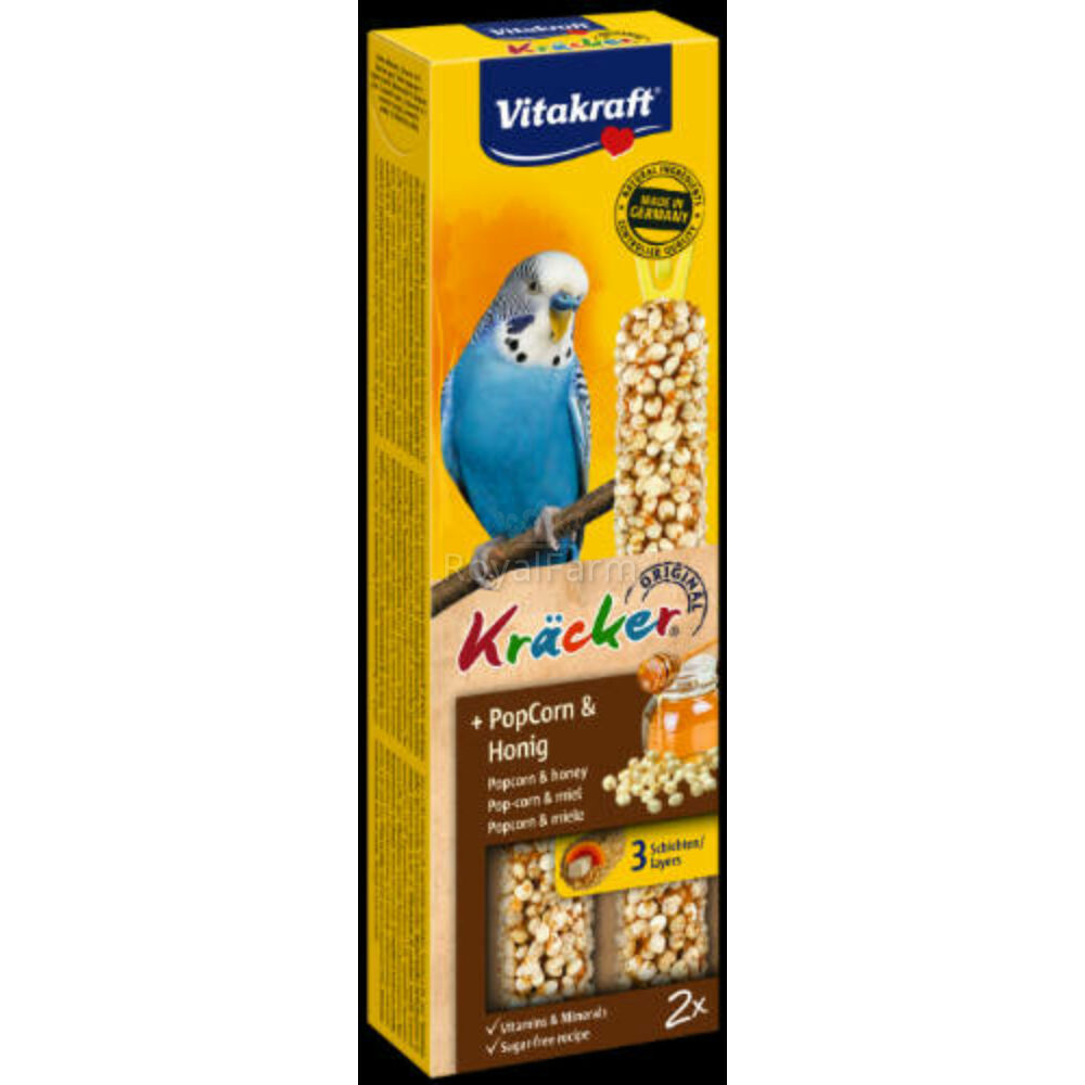 Vitakraft Kracker Dupla Rúd (Popcorn,méz) – kiegészítő eleség Hullámos papagáj részére (60g)